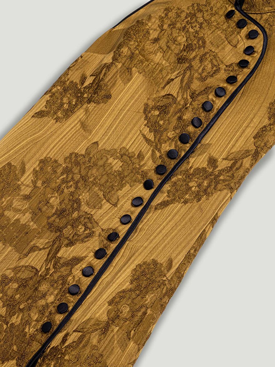 Nocturne Yırtmaçlı Japon Kesim Midi Elbise