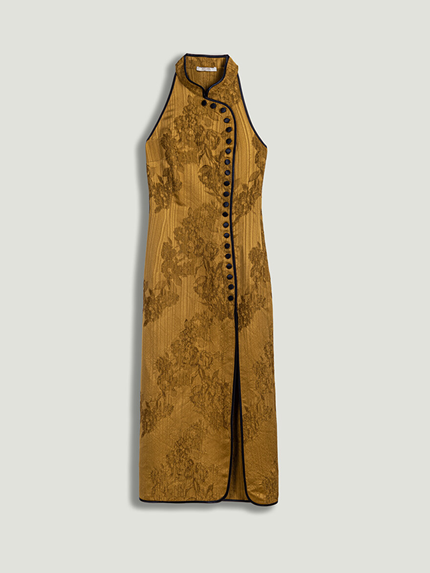 Nocturne Yırtmaçlı Japon Kesim Midi Elbise