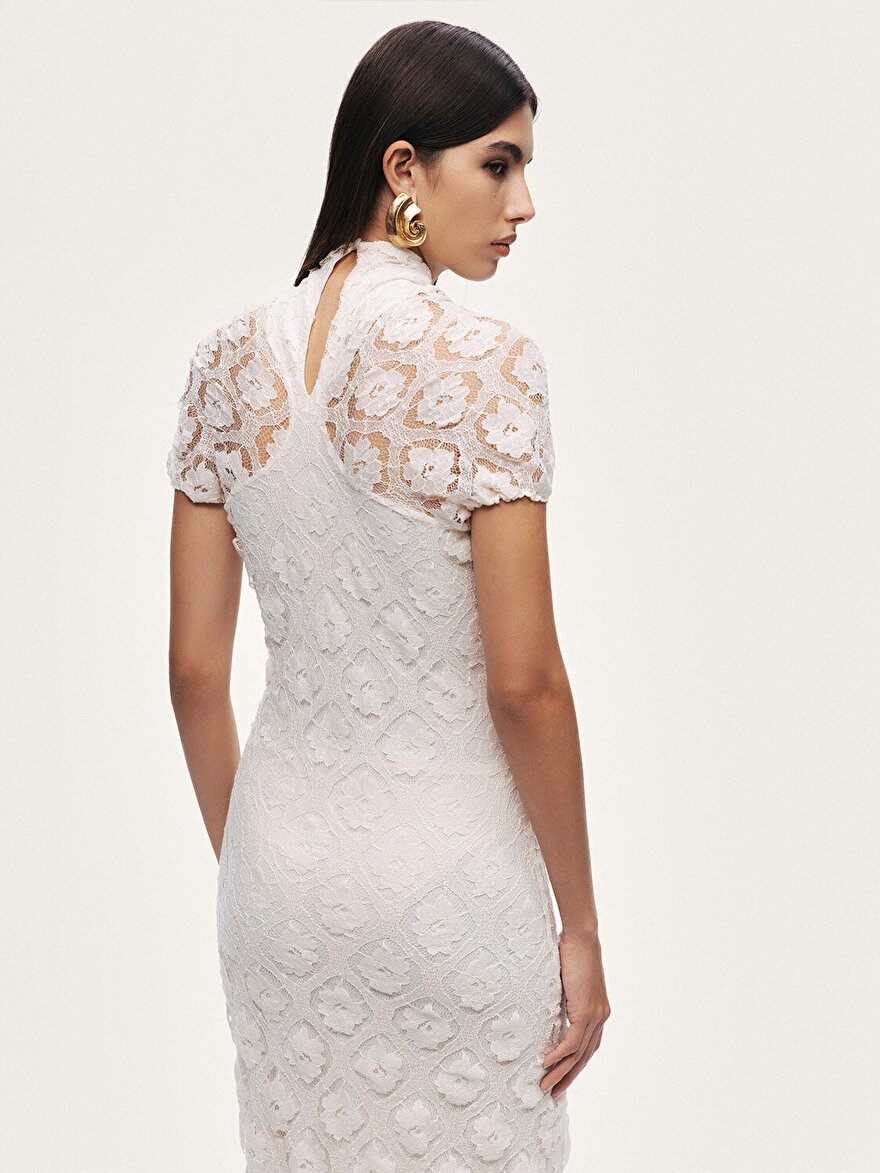 Nocturne Transparan Dantel Detaylı Maxi Elbise