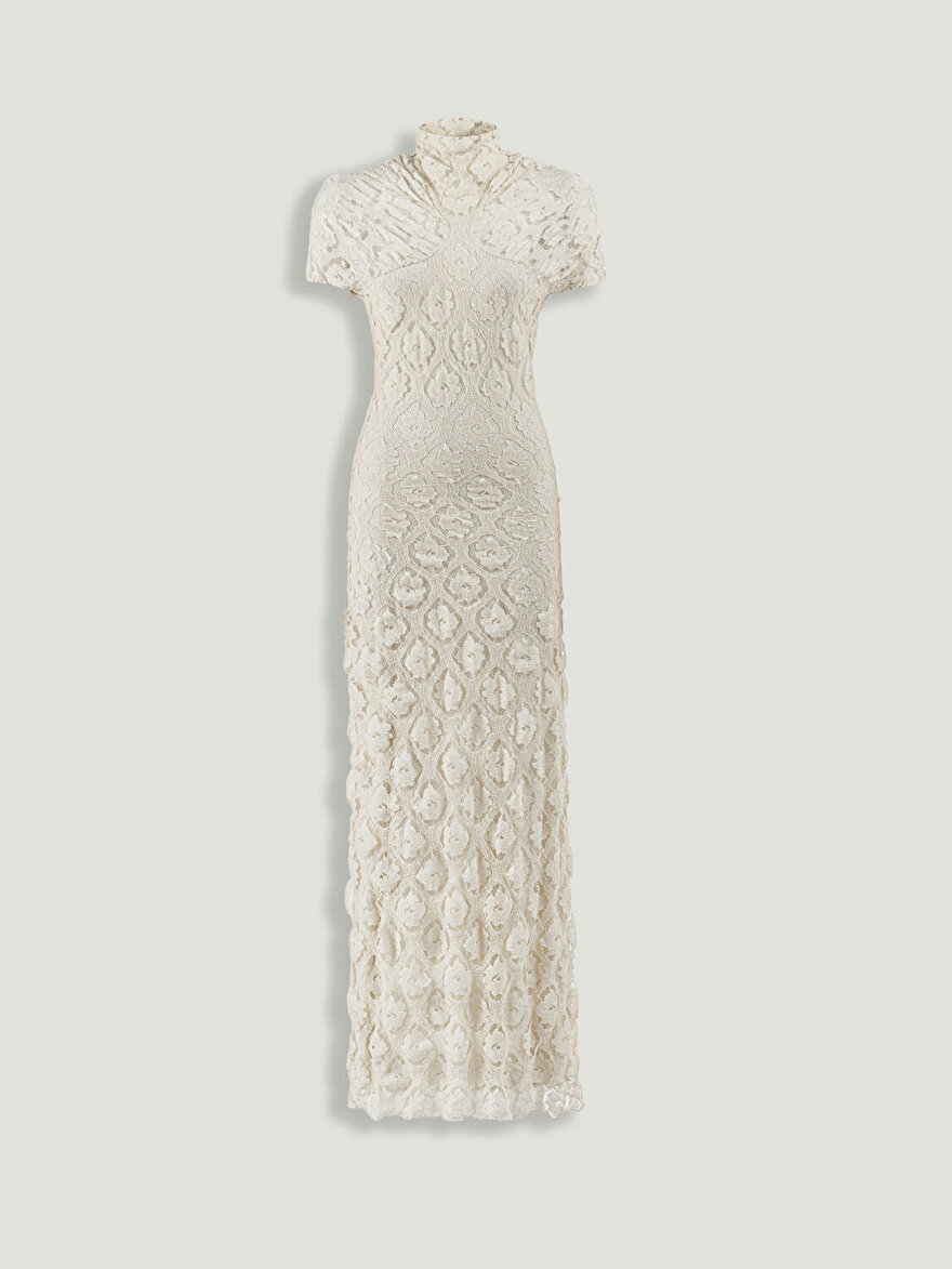 Nocturne Transparan Dantel Detaylı Maxi Elbise