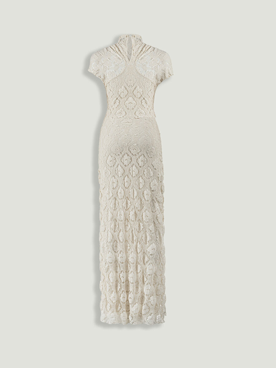 Nocturne Transparan Dantel Detaylı Maxi Elbise