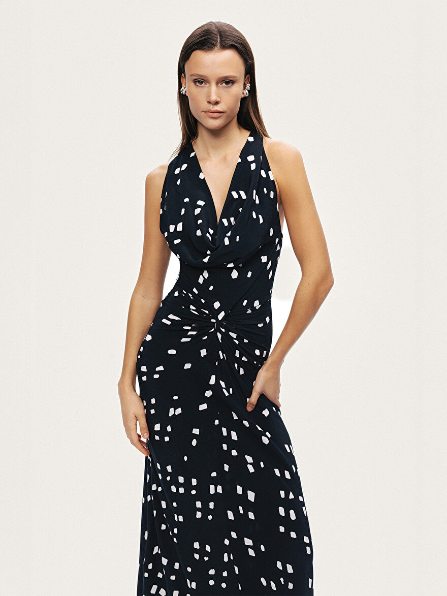 Nocturne Degaje Yaka Maxi Elbise