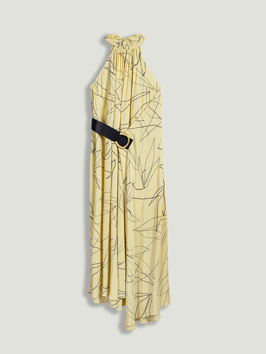 Nocturne Kemer Detaylı Asimetrik Midi Elbise