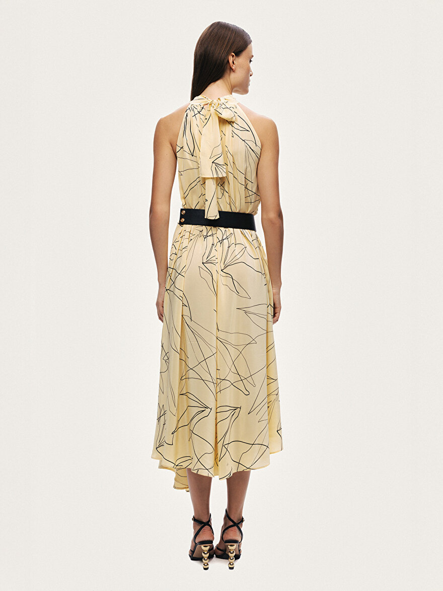 Nocturne Kemer Detaylı Asimetrik Midi Elbise