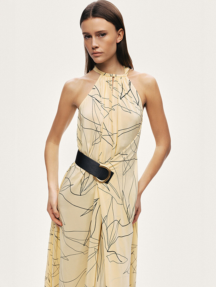 Nocturne Kemer Detaylı Asimetrik Midi Elbise