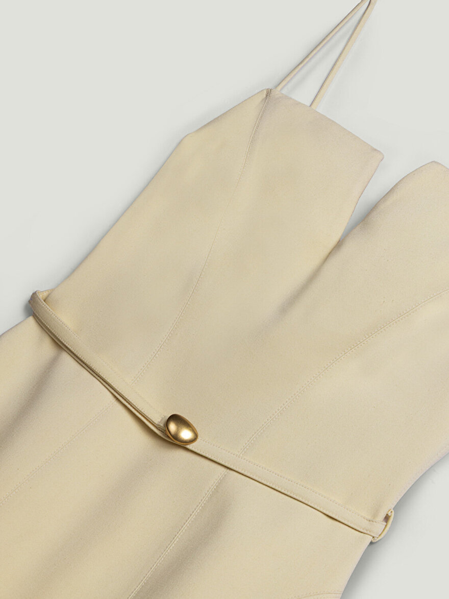 Nocturne Kemer Detaylı Askılı Midi Elbise