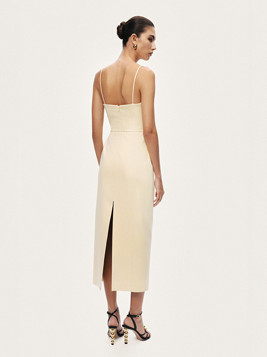 Nocturne Kemer Detaylı Askılı Midi Elbise