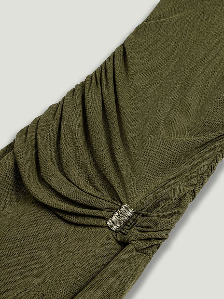 Nocturne Aksesuar Detaylı Drapeli Maxi Elbise