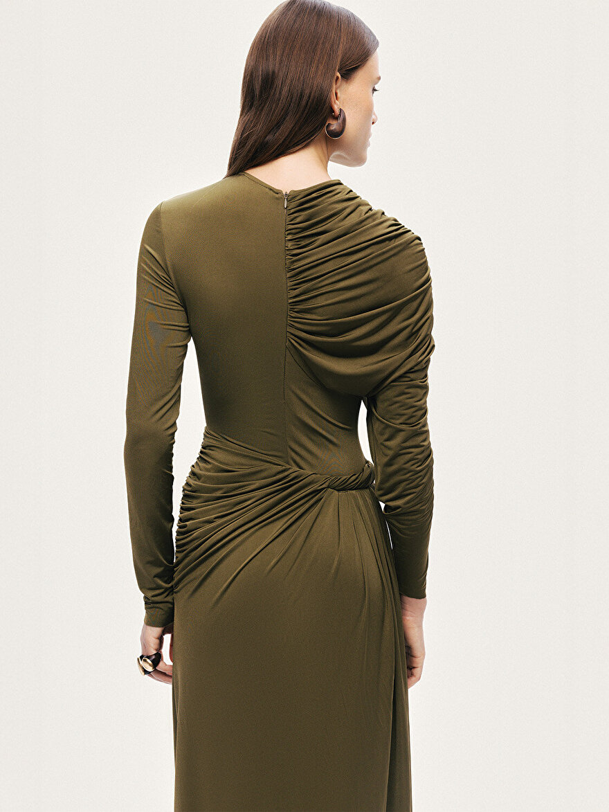 Nocturne Drape ve Burgu Detaylı Maxi Elbise