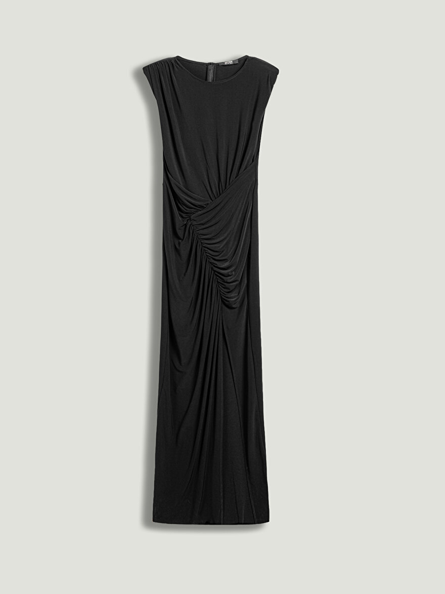 Nocturne Drape Detaylı Yırtmaçlı Maxi Elbise