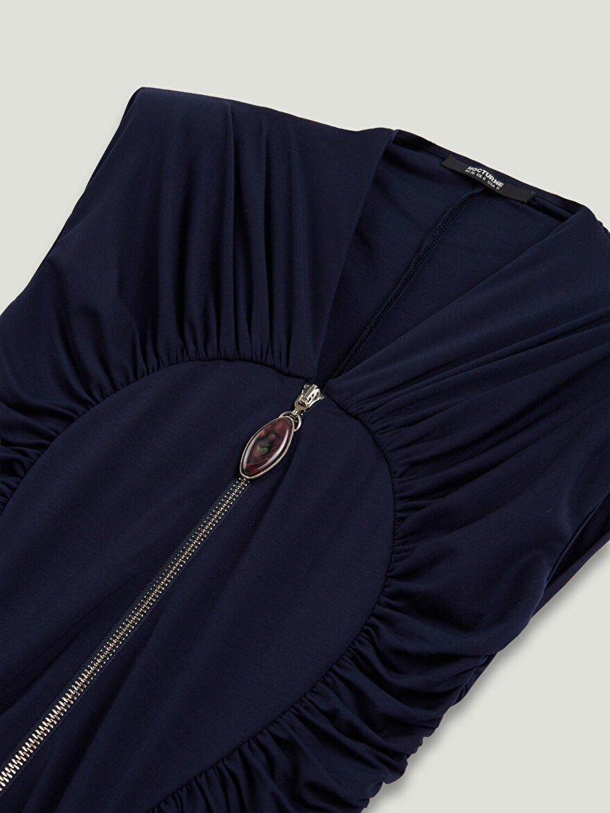 Nocturne Drapeli ve Fermuar Detaylı Maxi Elbise