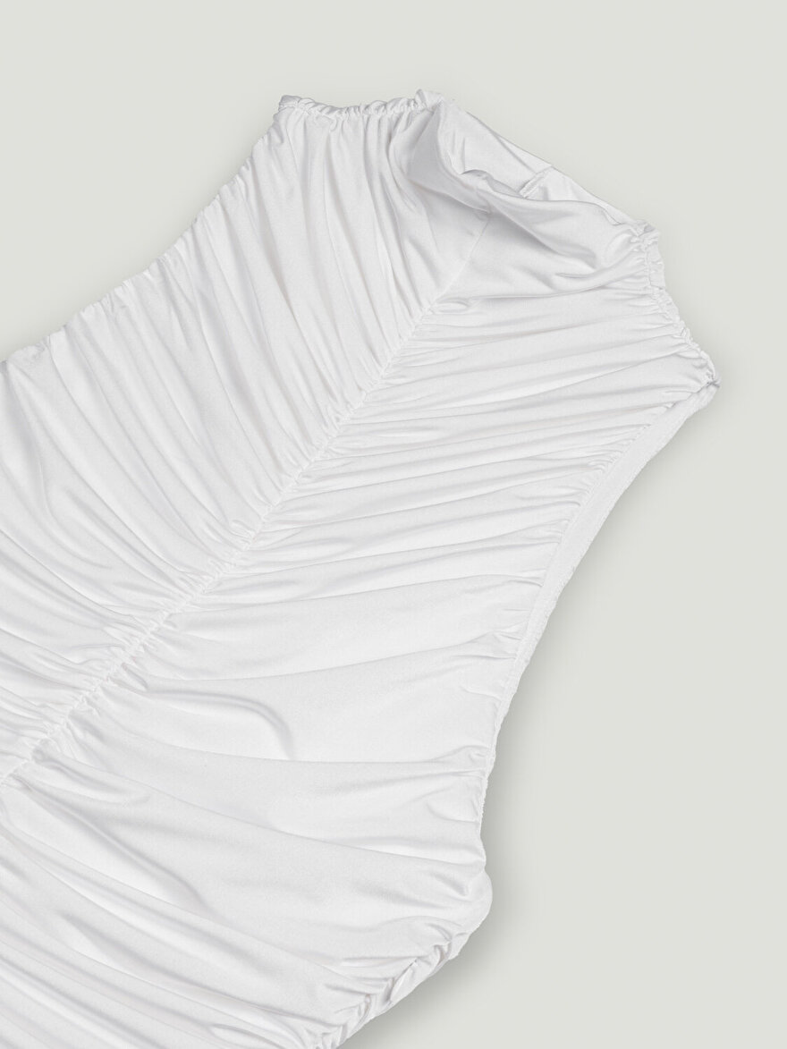 Nocturne Drapeli Dik Yaka Maxi Elbise