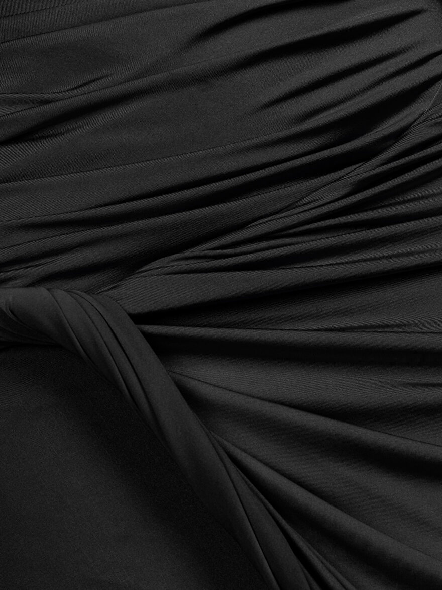 Nocturne Burgu ve Drape Detaylı Midi Elbise