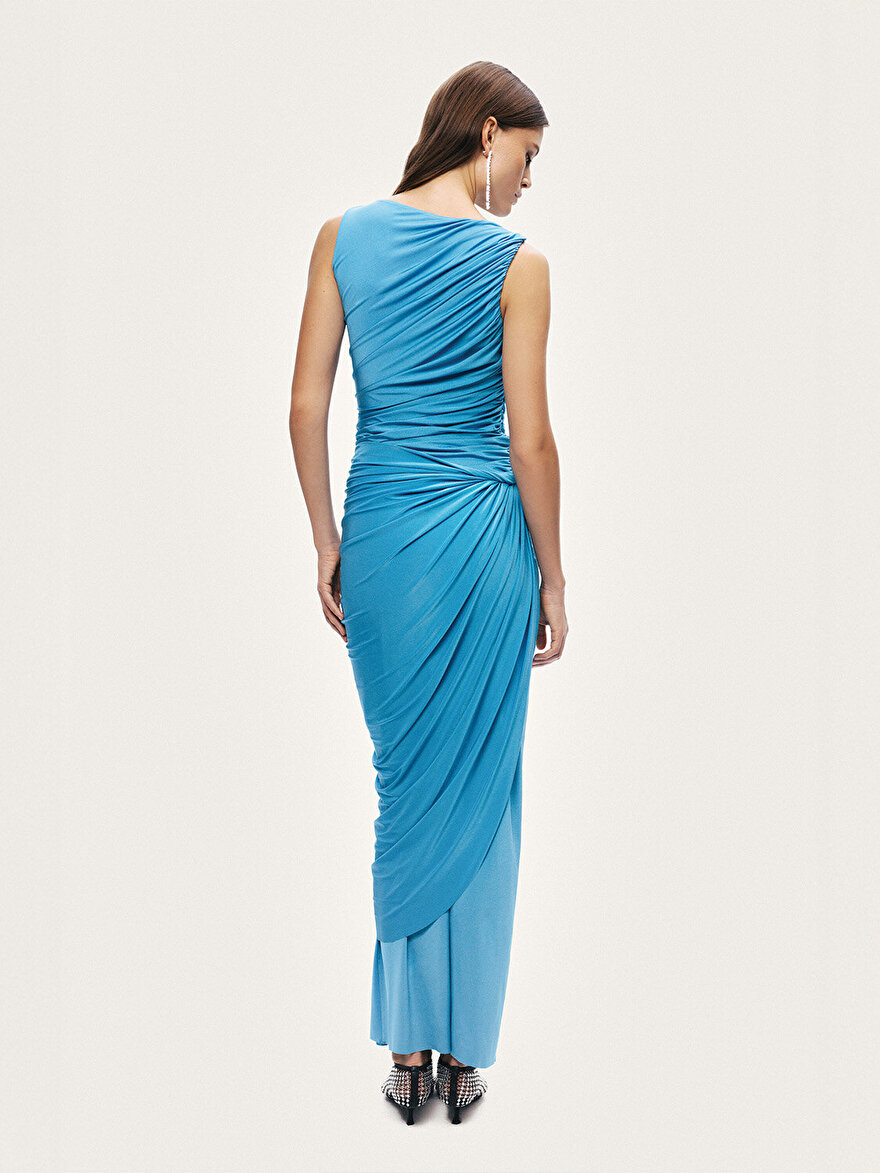 Nocturne Burgu ve Drape Detaylı Maxi Elbise