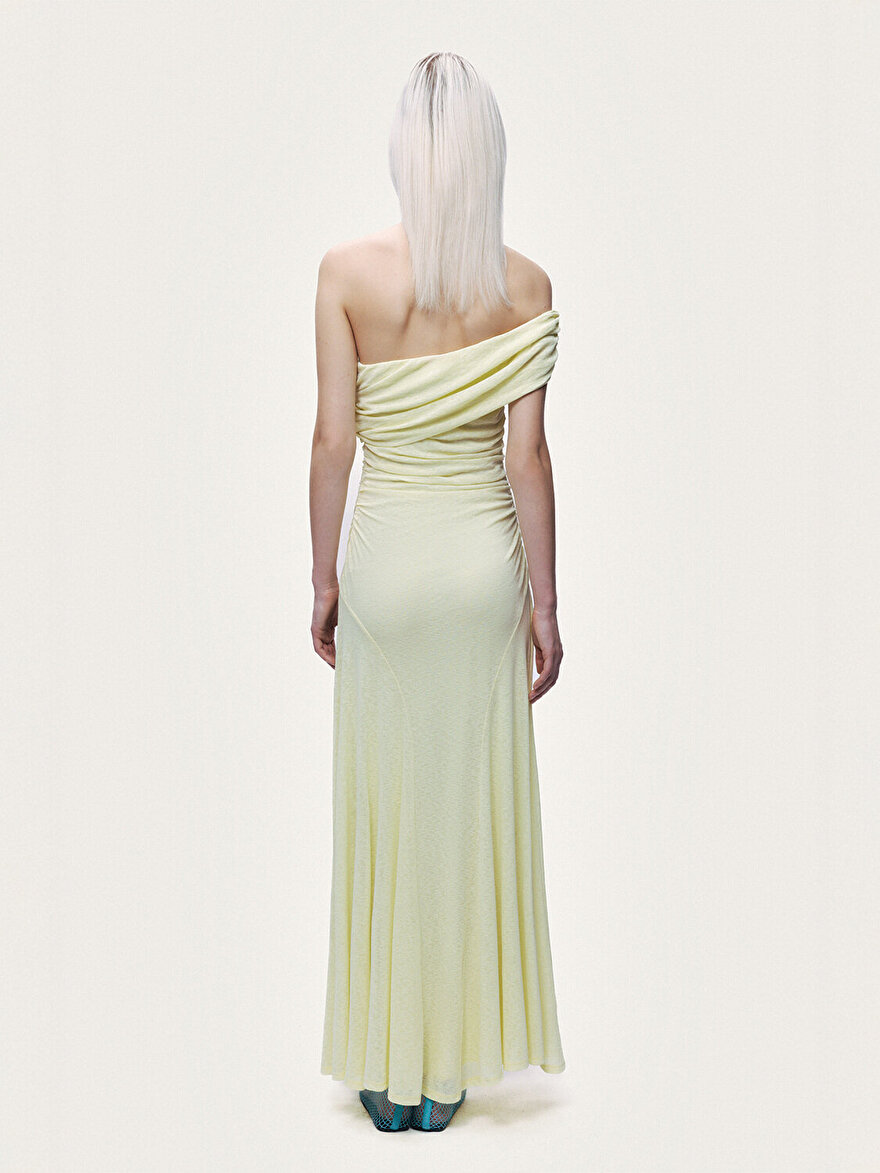 Nocturne Asimetrik Yaka Tek Omuz Maxi Elbise