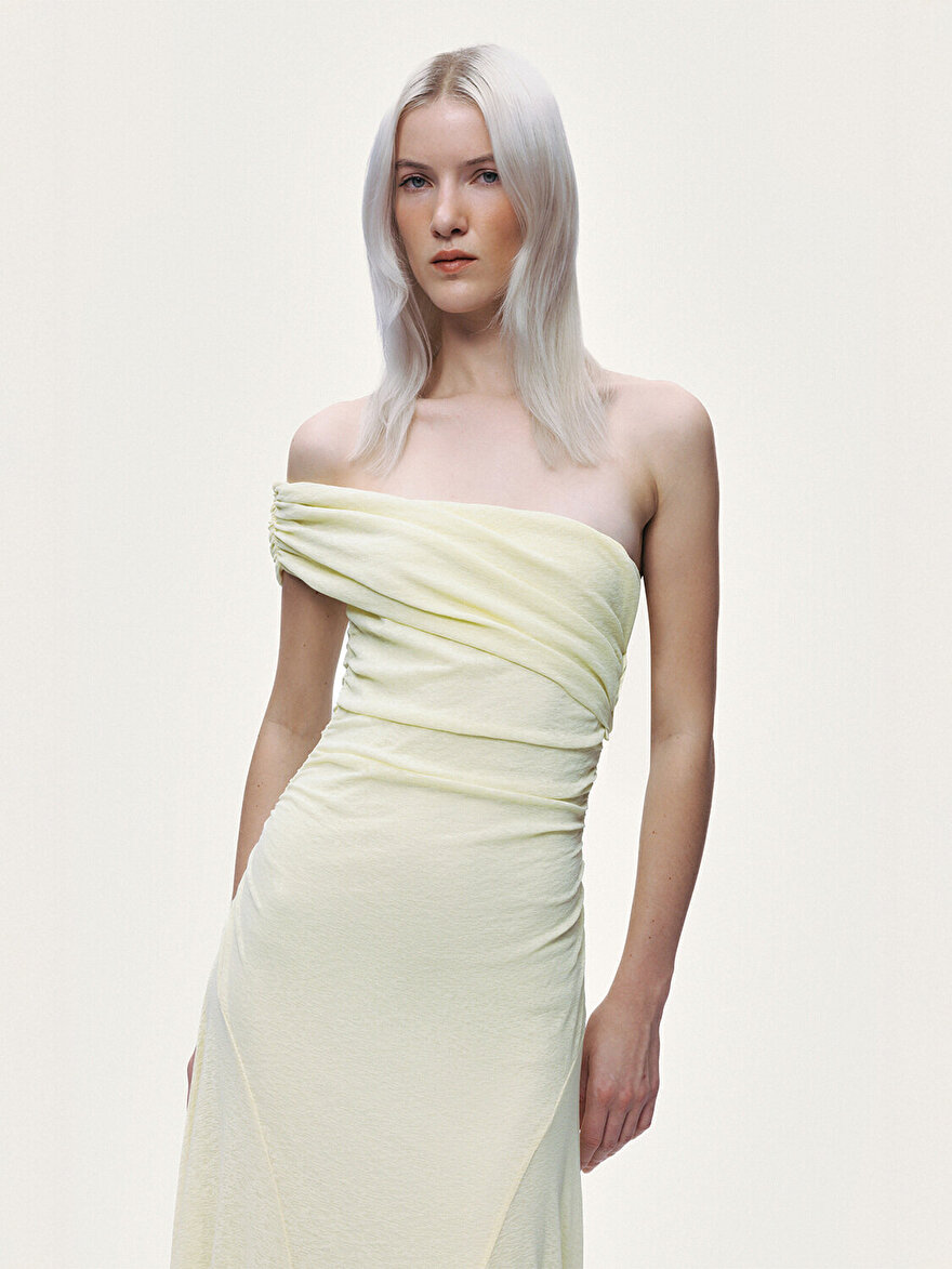 Nocturne Asimetrik Yaka Tek Omuz Maxi Elbise