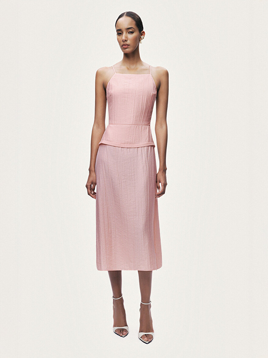 Nocturne İp Askılı Midi Elbise