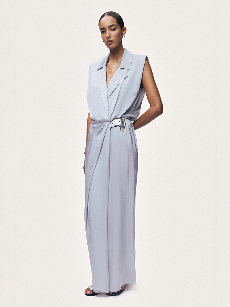 Nocturne Aksesuarlı Kemer Detaylı Maxi Elbise