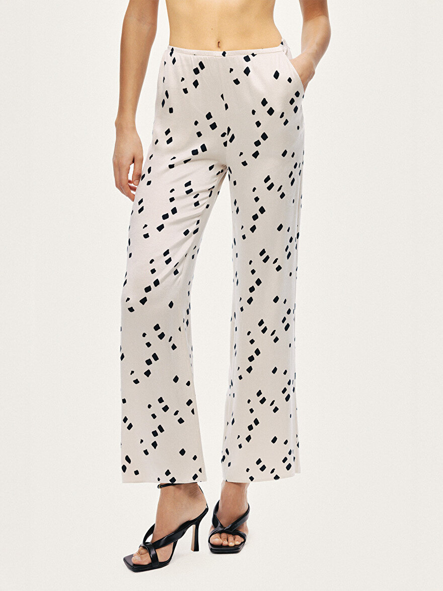 Nocturne Desenli Geniş Paça Pantolon