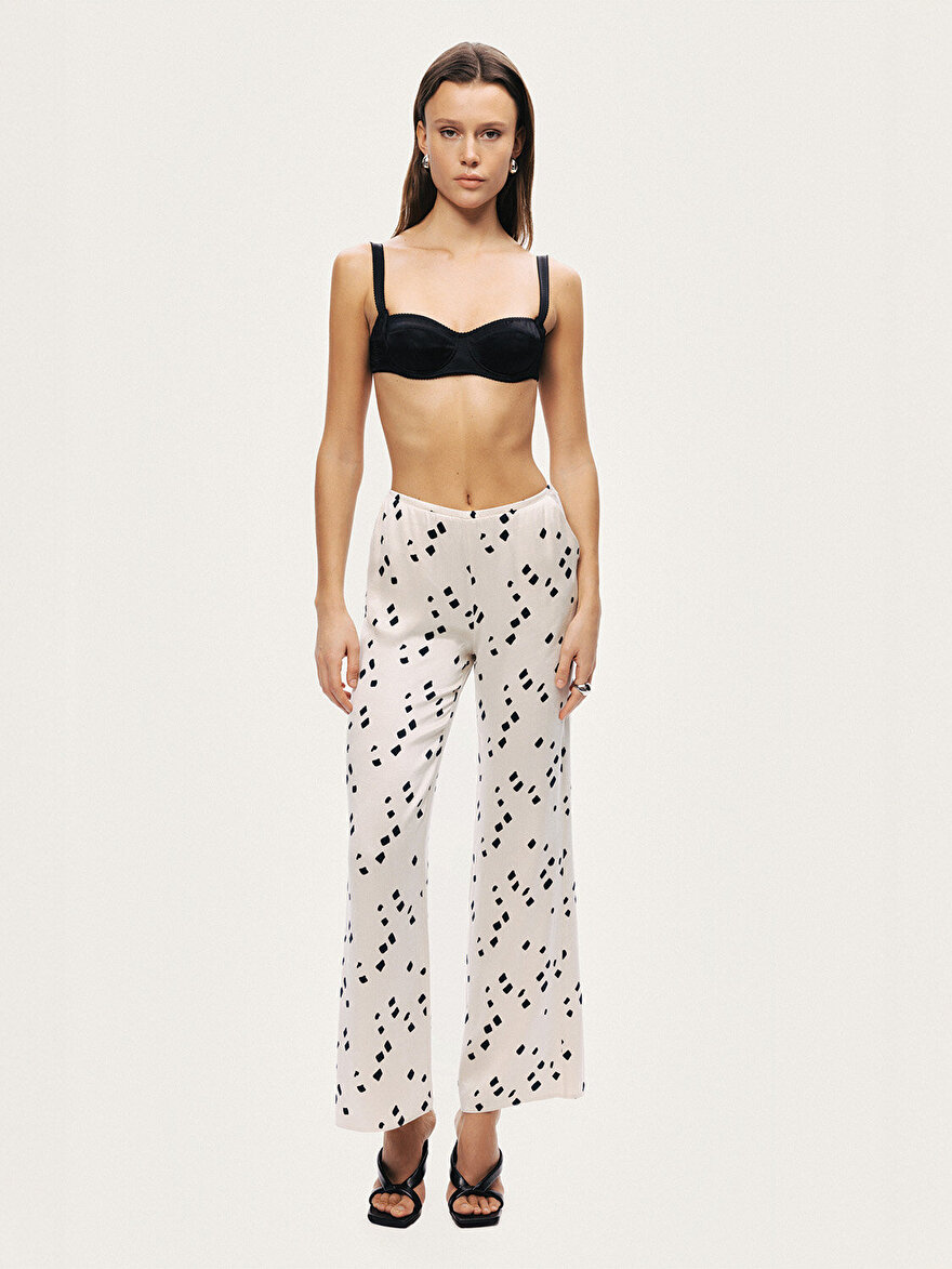 Nocturne Desenli Geniş Paça Pantolon