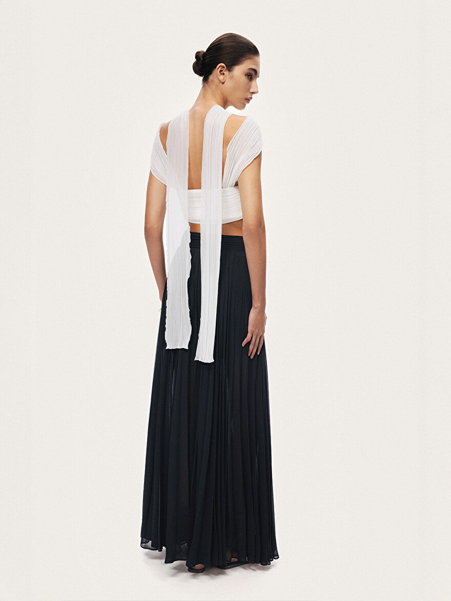 Nocturne Pileli Şifon Geniş Paça Pantolon