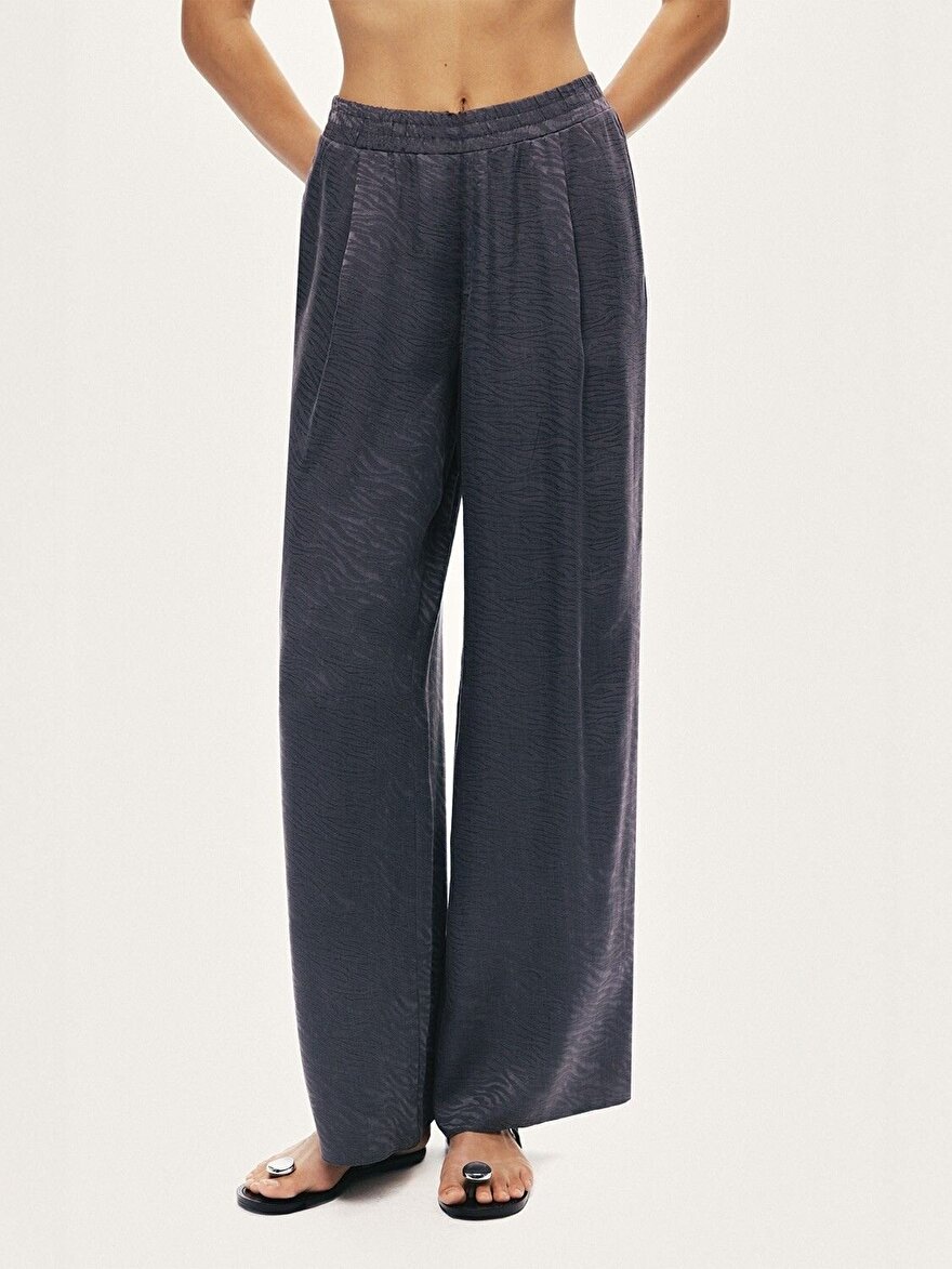 Nocturne Zebra Desenli Geniş Paça Pantolon