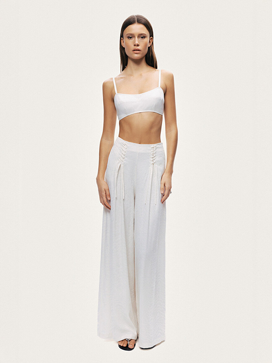 Nocturne Kuş Gözü Detaylı Geniş Paça Pantolon