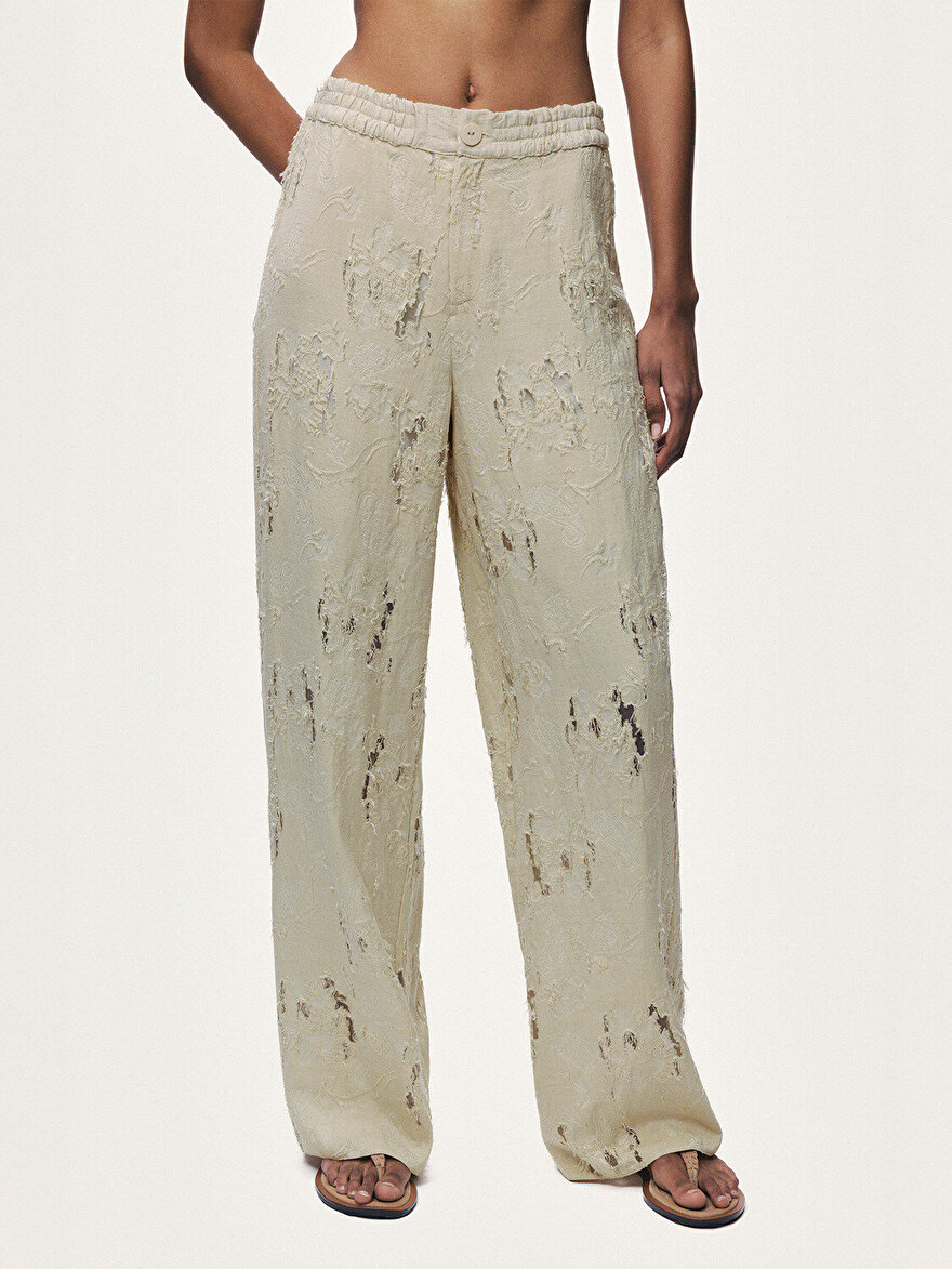 Nocturne Jakar Detaylı Geniş Paça Pantolon