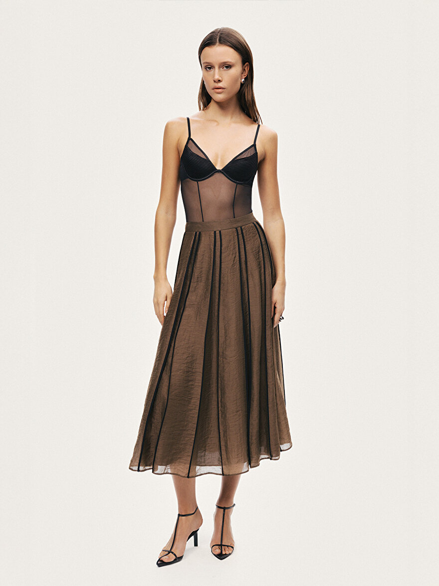 Nocturne Biye Detaylı Midi Çan Etek