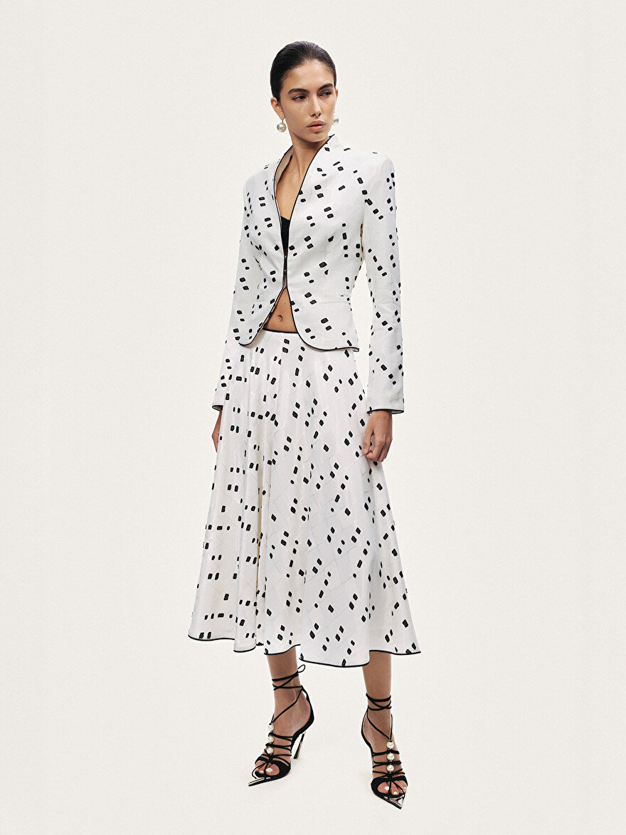 Nocturne Desenli Midi Çan Etek