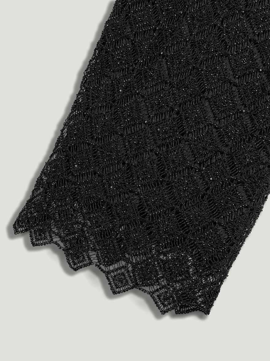 Nocturne Boncuk Detaylı Brodeli Midi Etek