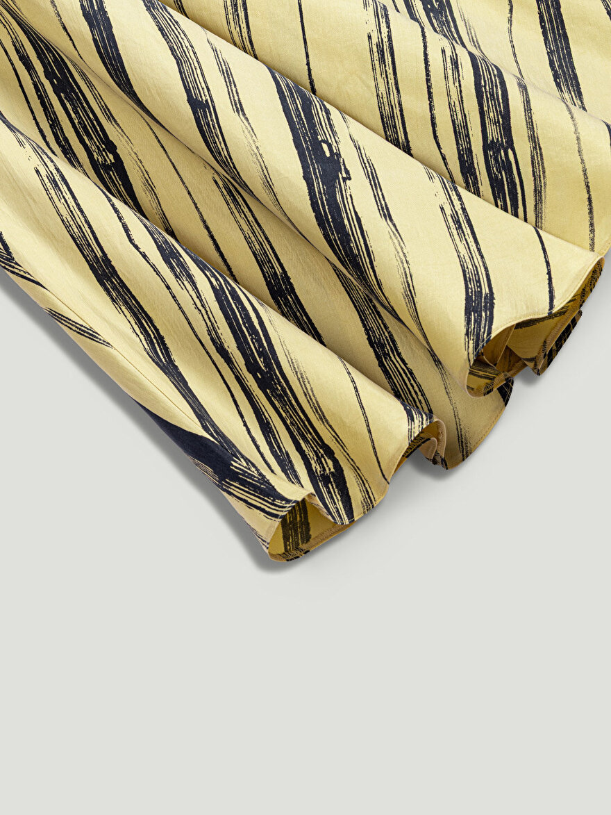 Nocturne Çizgi Desenli Midi Etek