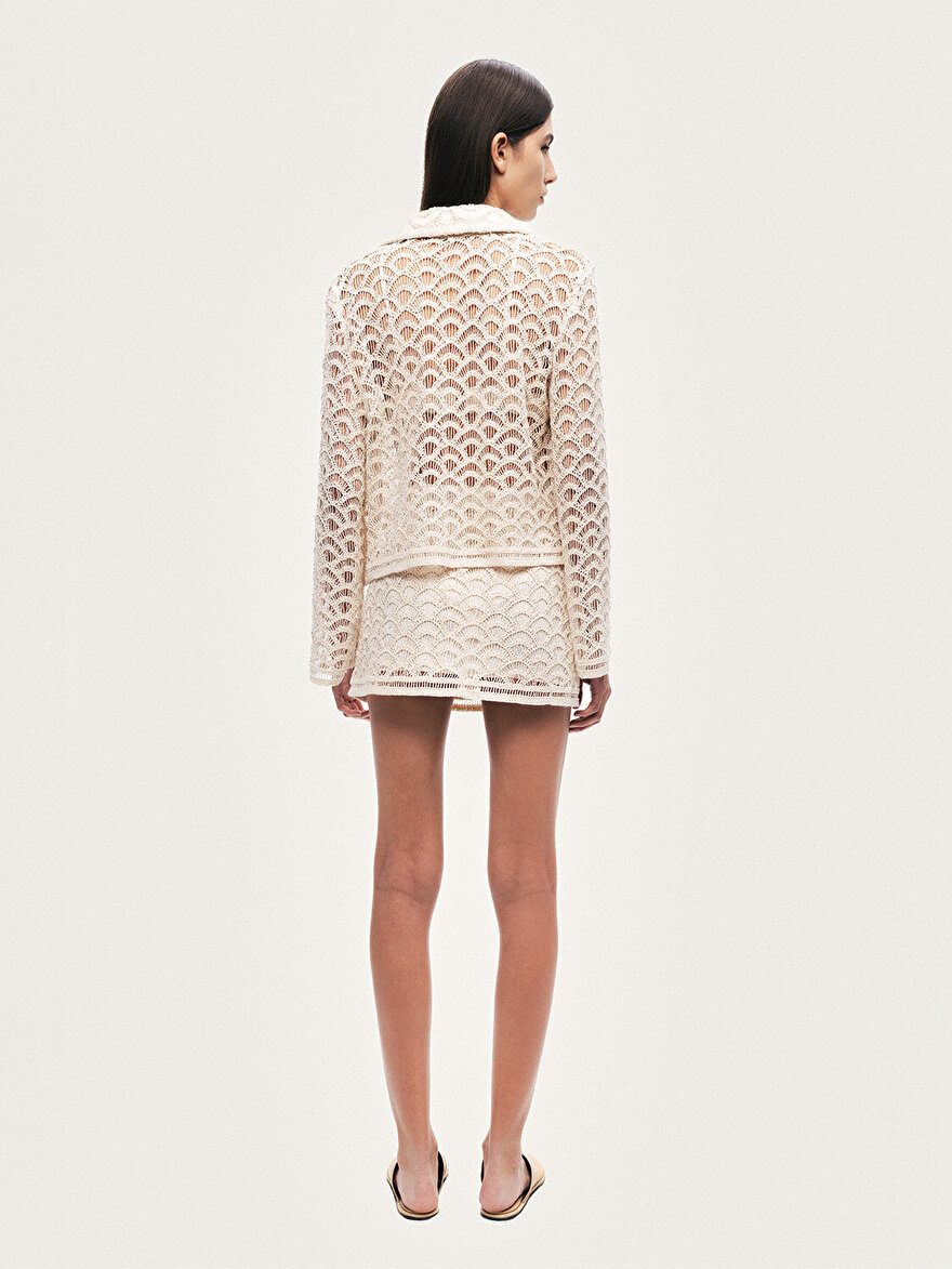 Nocturne Boncuk Detaylı Brodeli Mini Etek