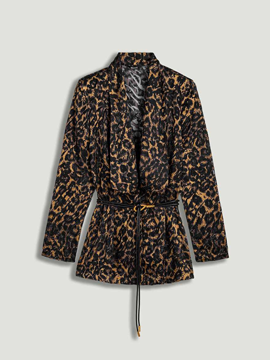 Nocturne Kemer Detaylı Leopar Desenli Ceket