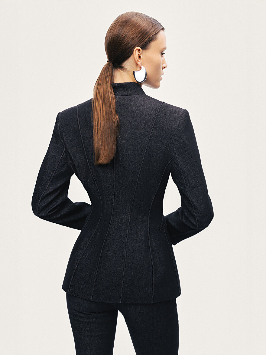 Nocturne Vatkalı Kruvaze Denim Ceket