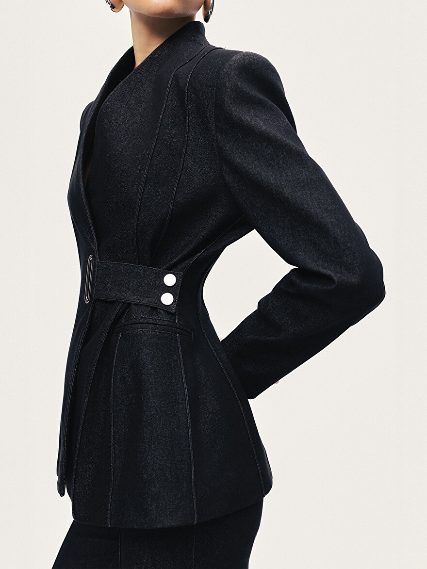 Nocturne Vatkalı Kruvaze Denim Ceket