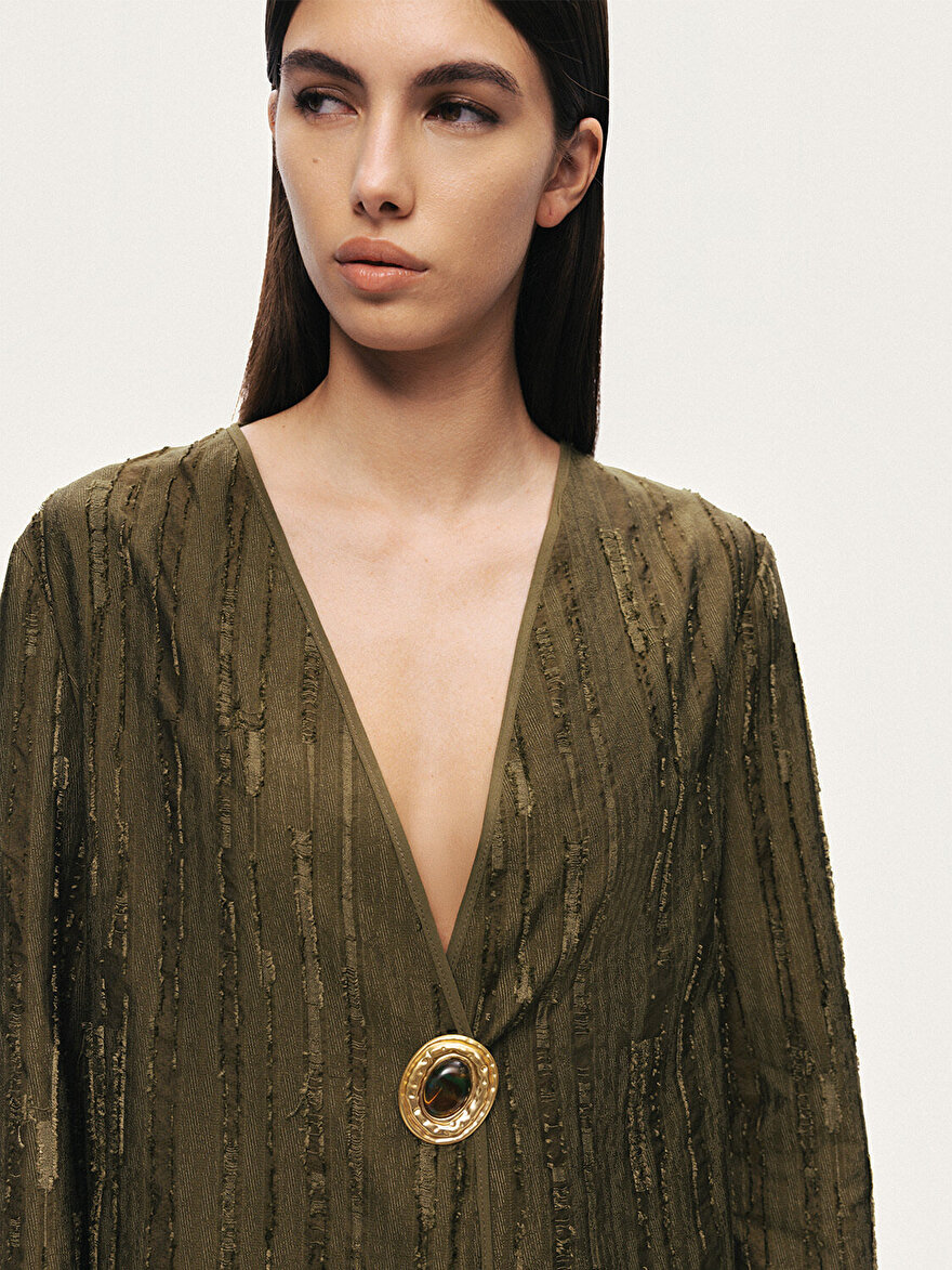 Nocturne Jakarlı Broş Detaylı Ceket