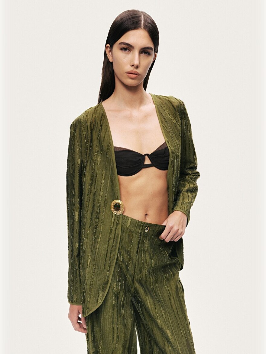 Nocturne Jakarlı Broş Detaylı Ceket