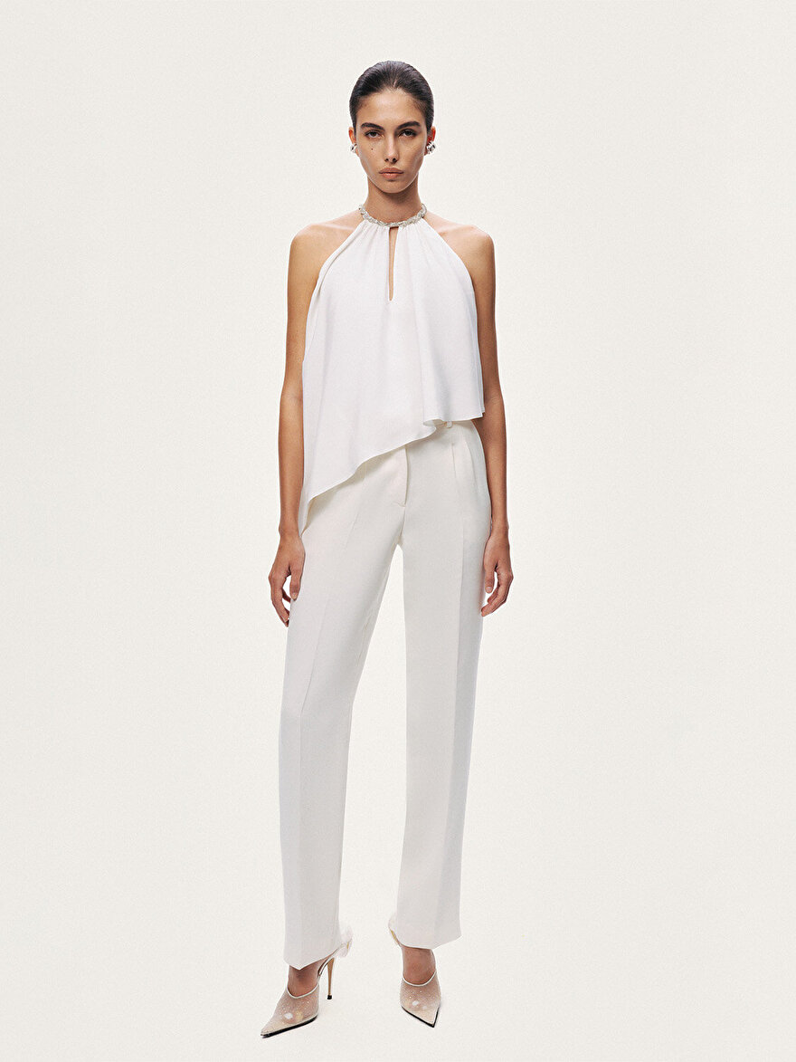 Nocturne Taş Detaylı Asimetrik Bluz