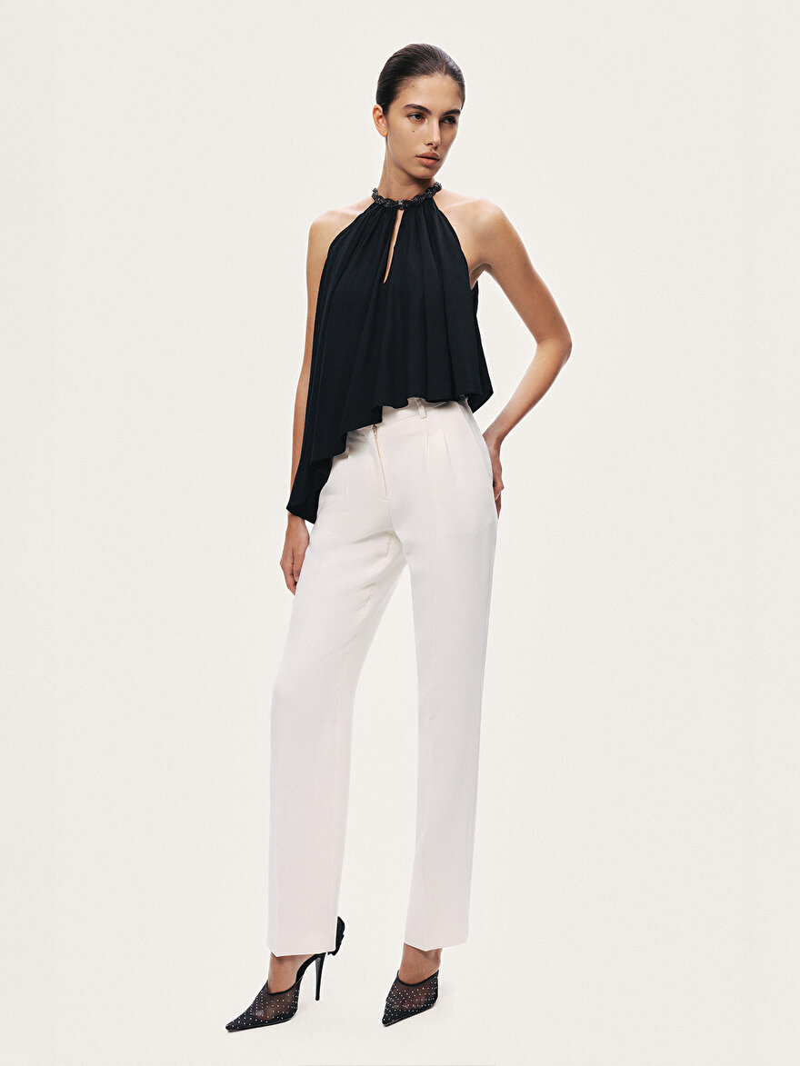 Nocturne Taş Detaylı Asimetrik Bluz