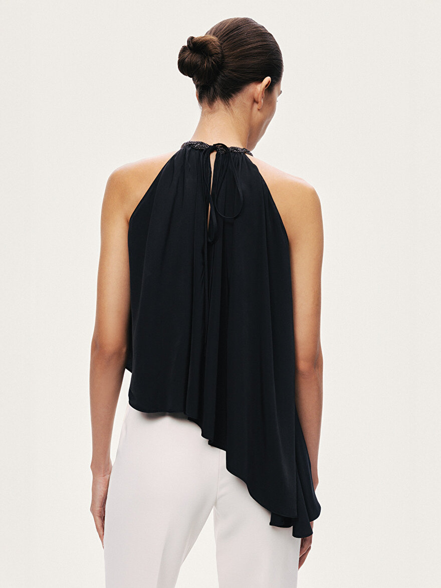 Nocturne Taş Detaylı Asimetrik Bluz