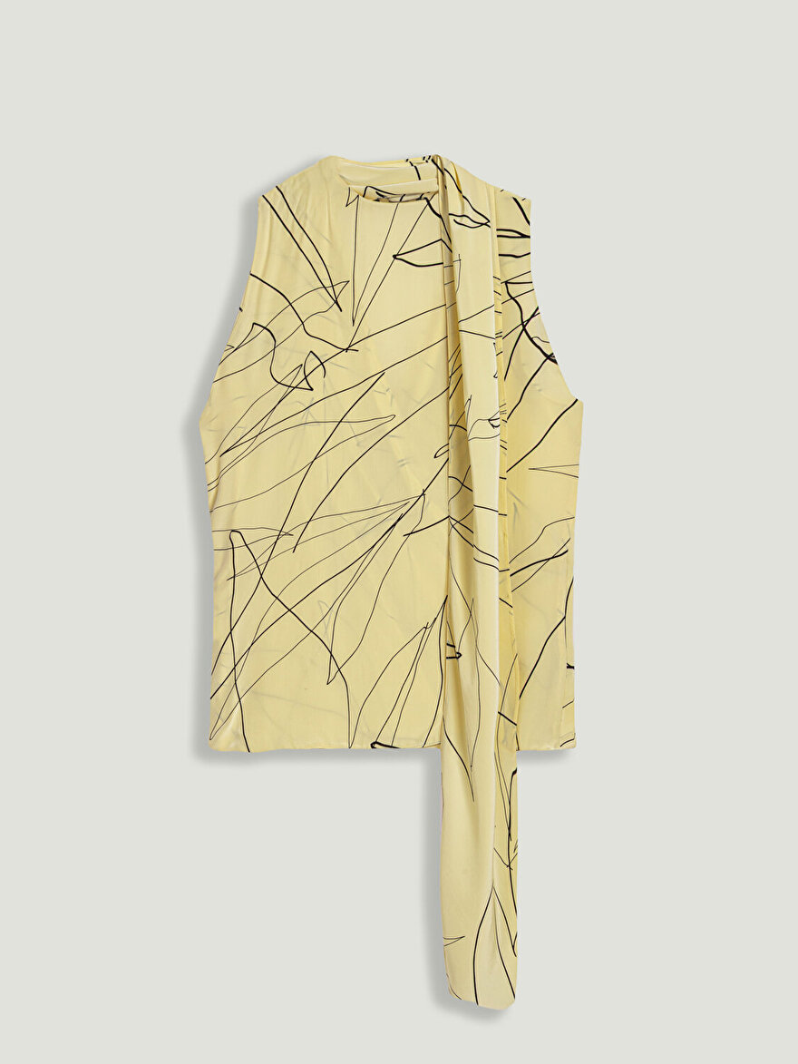 Nocturne Şal Detaylı Desenli Bluz