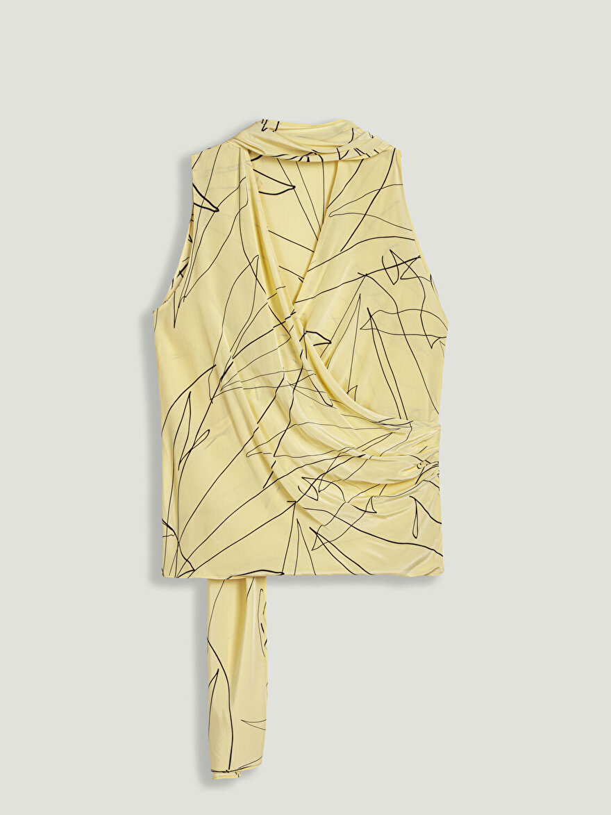 Nocturne Şal Detaylı Desenli Bluz