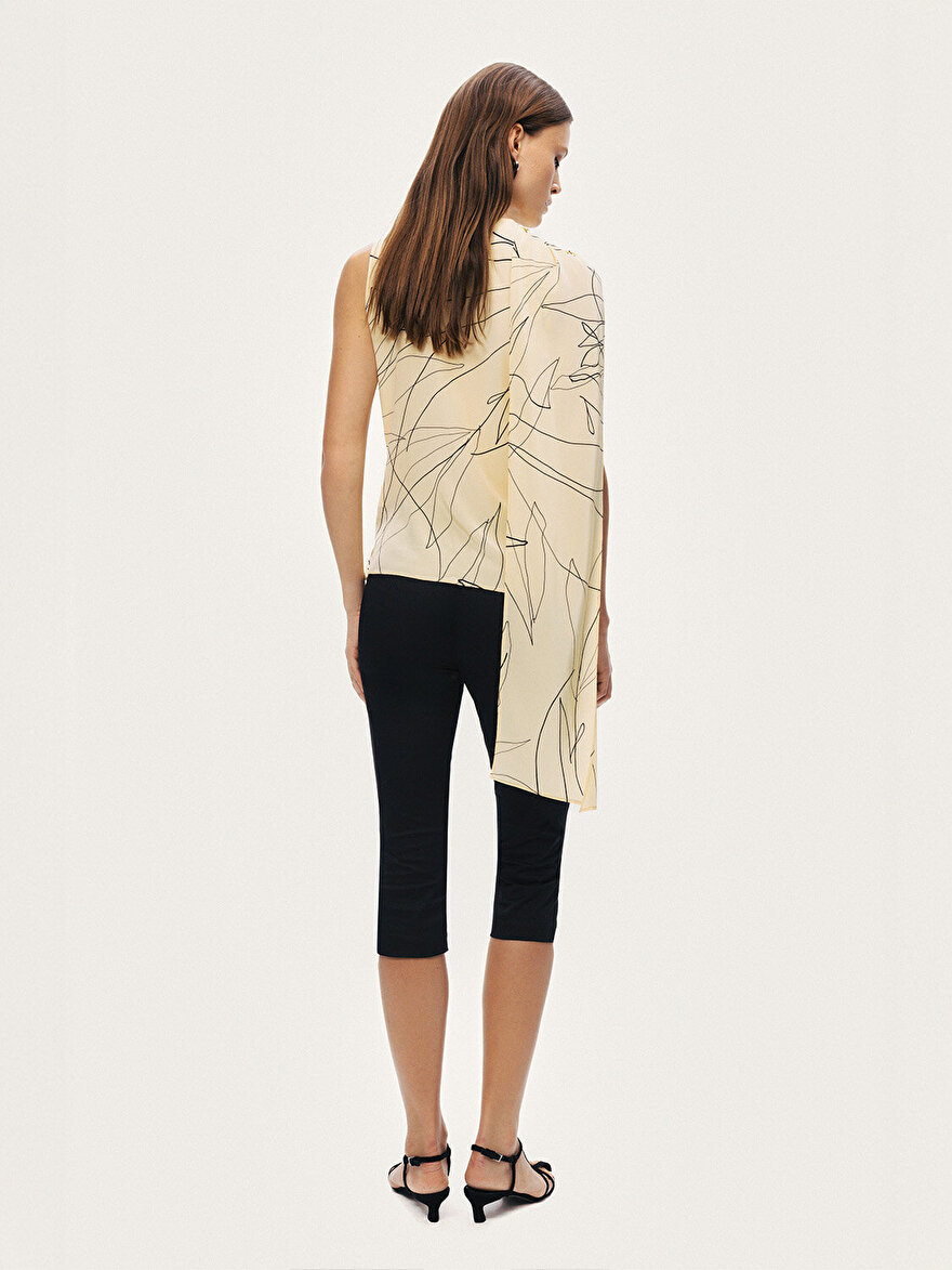 Nocturne Şal Detaylı Desenli Bluz