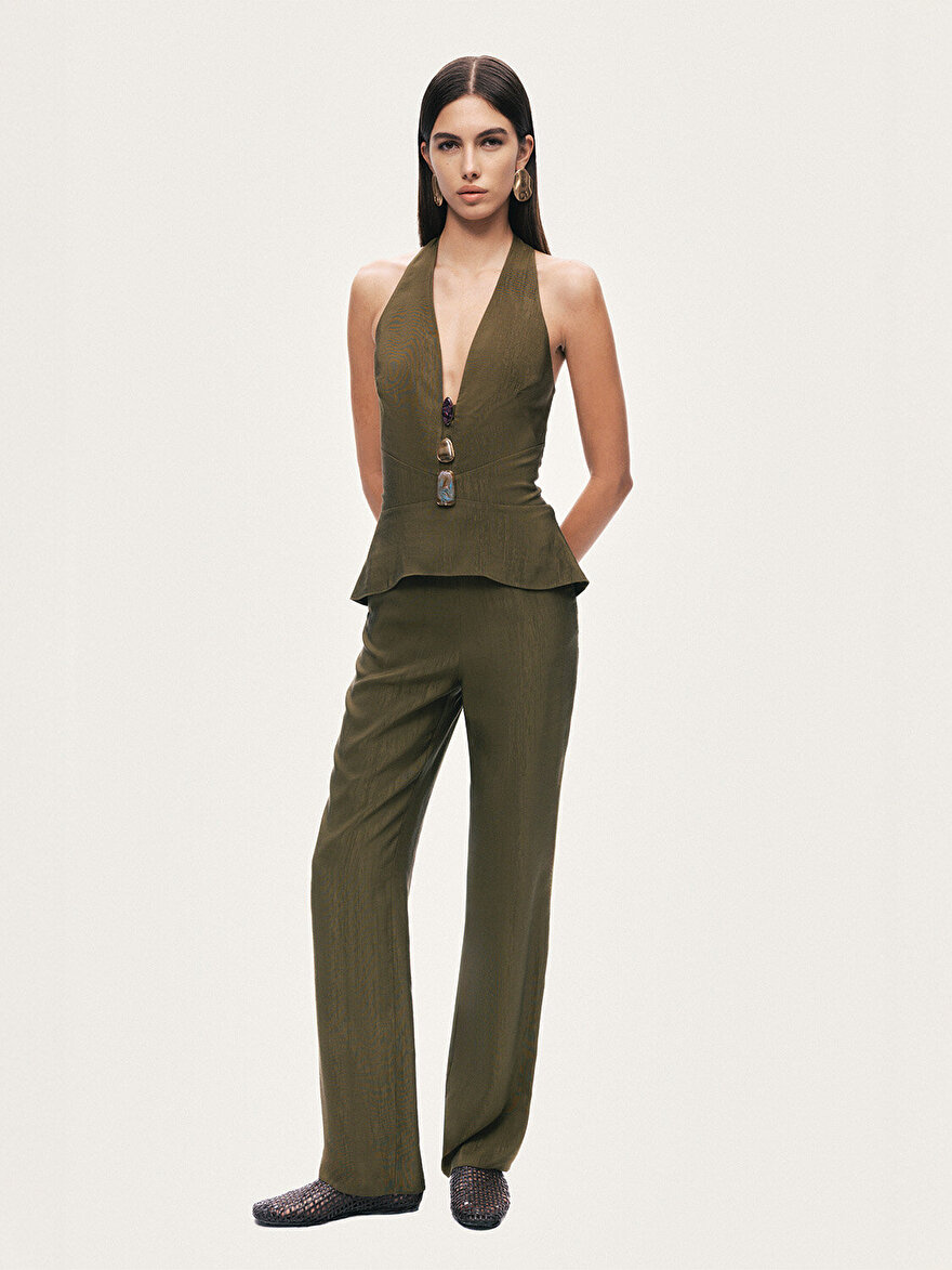 Nocturne Boyundan Bağlamalı Aksesuar Detaylı Bluz