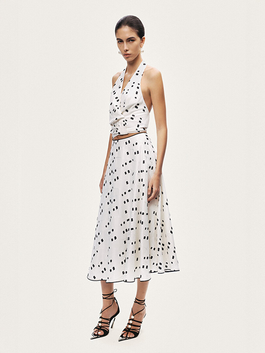 Nocturne Halter Yaka Desenli Bluz