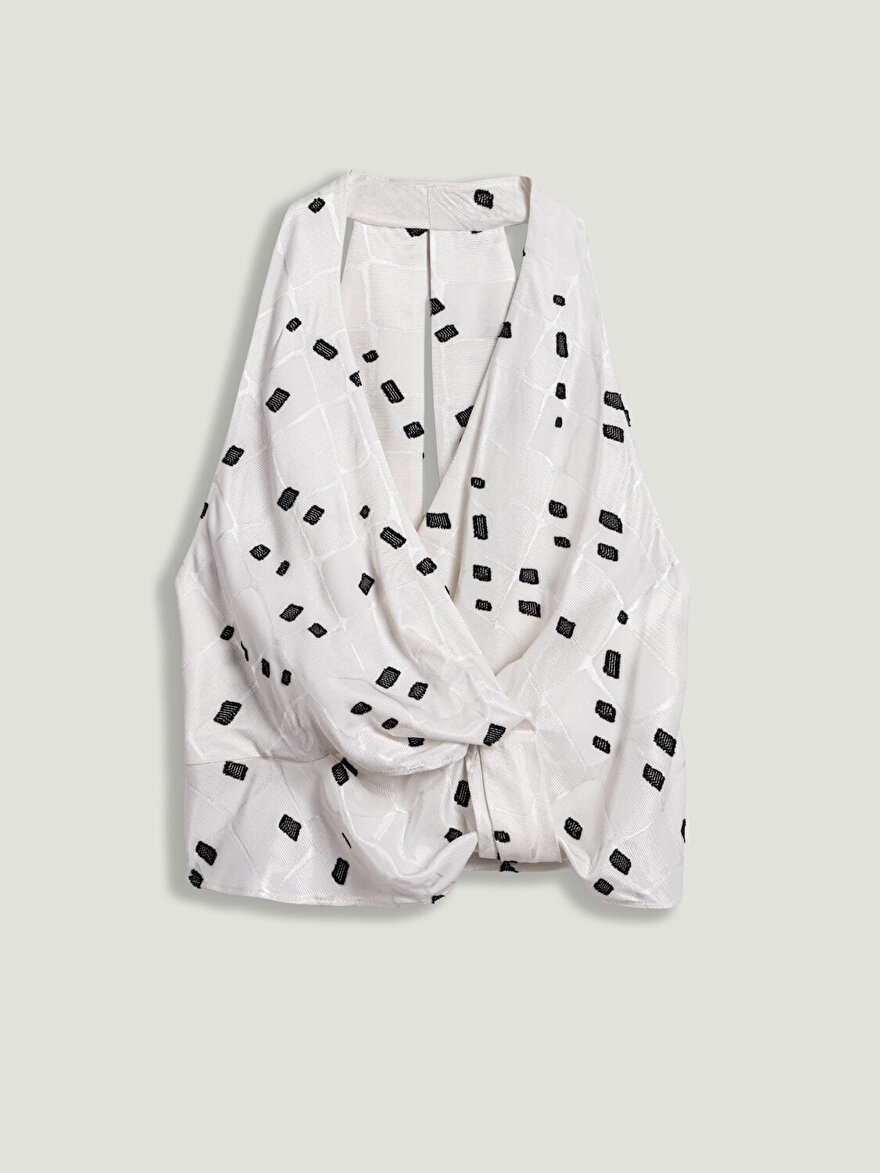 Nocturne Halter Yaka Desenli Bluz