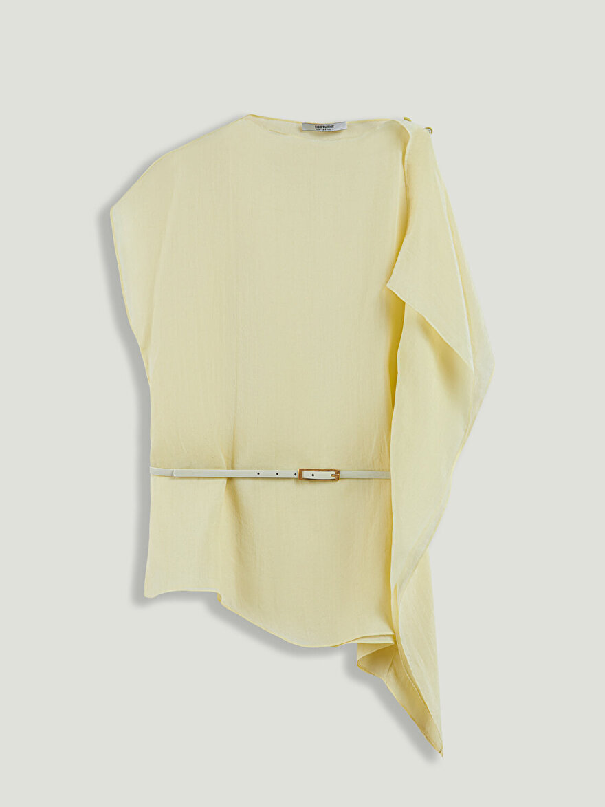 Nocturne Kemer Detaylı Asimetrik Bluz