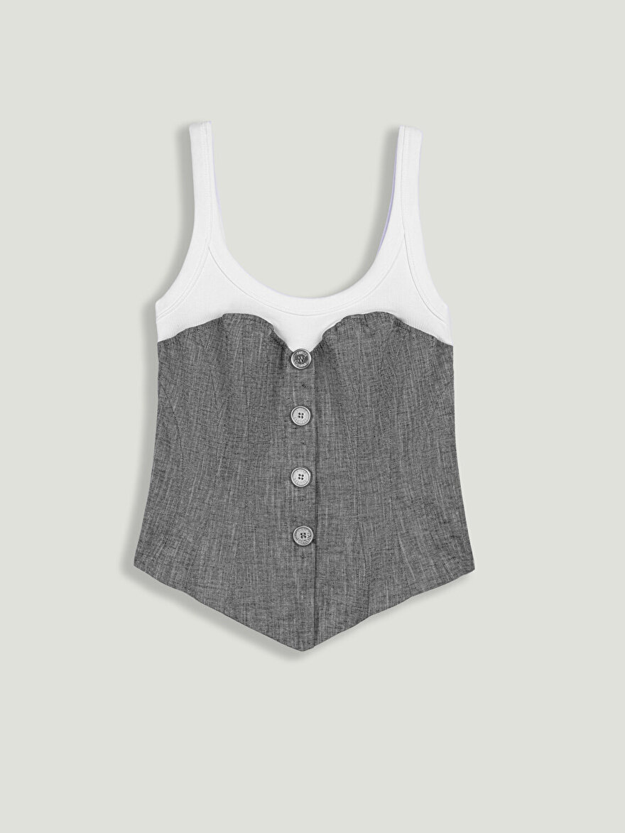 Nocturne Düğmeli Korse Detaylı Bluz