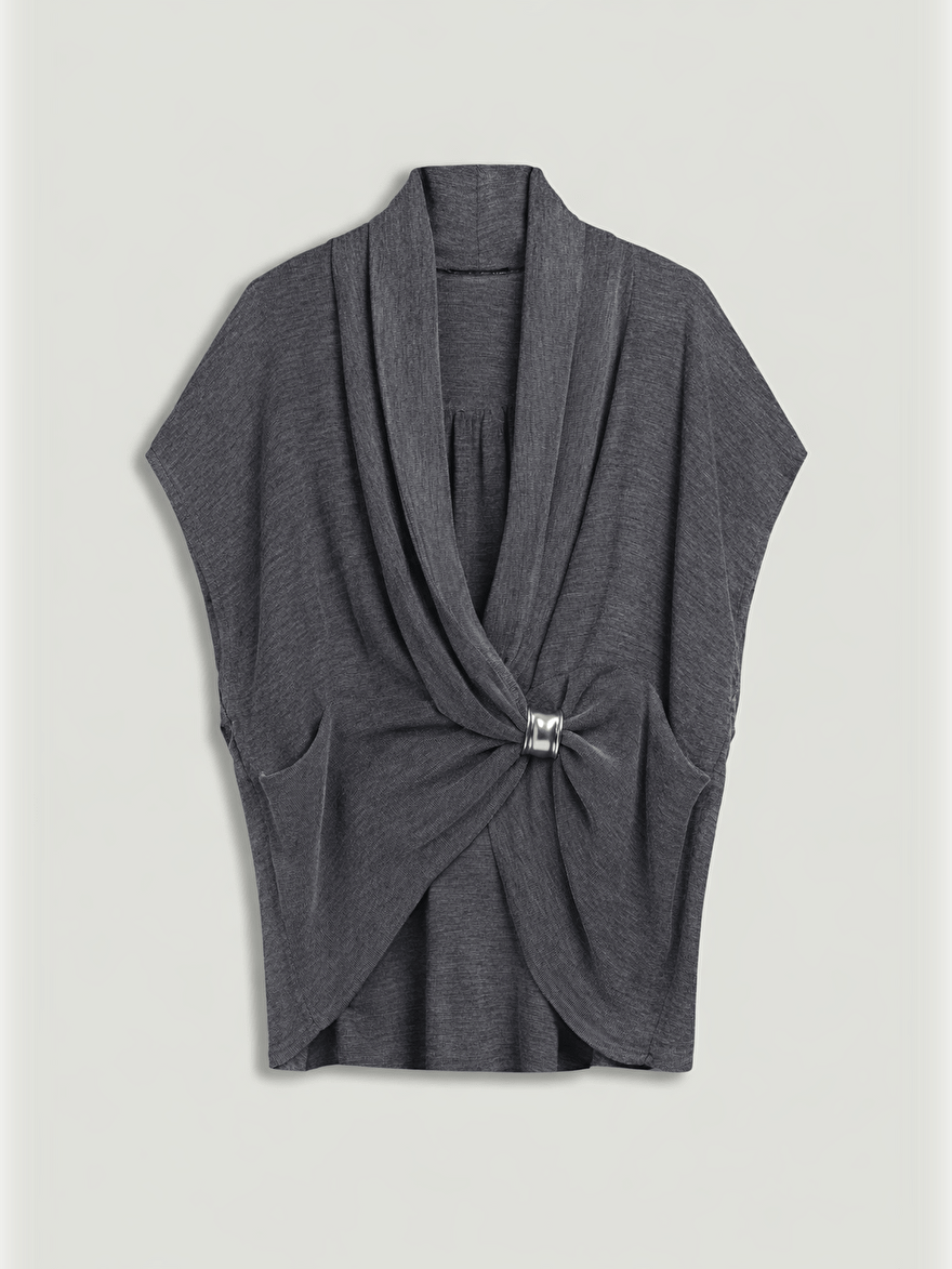 Nocturne Kruvaze Yaka Dökümlü Bluz